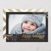 Rote Berries Rahmen | Happy Holidays Feiertagskarte (Vorne/Hinten)