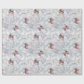 Rote Berries Schneeszene mit Blätter, Winter Geschenkpapier (Flach)