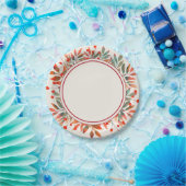 Rote Berries und Aquamarine Blätter Elfenbein Pappteller (Party)