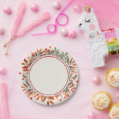 Rote Berries und Aquamarine Blätter Elfenbein Pappteller (Party)