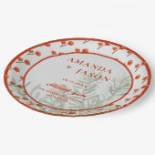 Rote Berries und Blätter Festliche Weihnachtsfeier Pappteller (Schrägansicht)