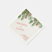 Rote Berries und Blätter Festliche Weihnachtsfeier Serviette (Ecke)