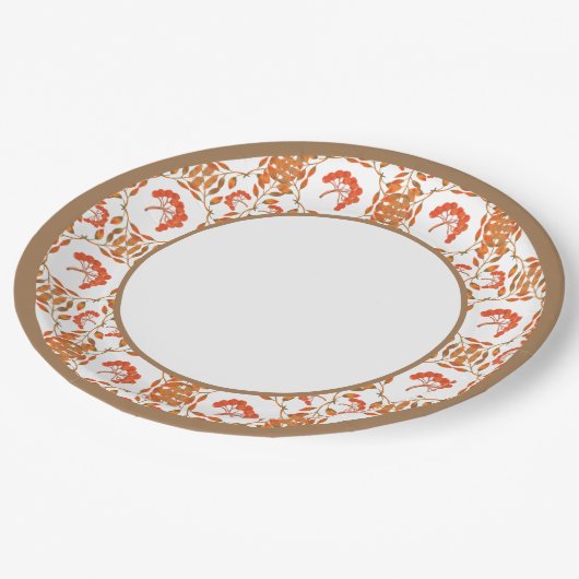 Rote Berries und botanische Blätter Herbst Pappteller (Schrägansicht)