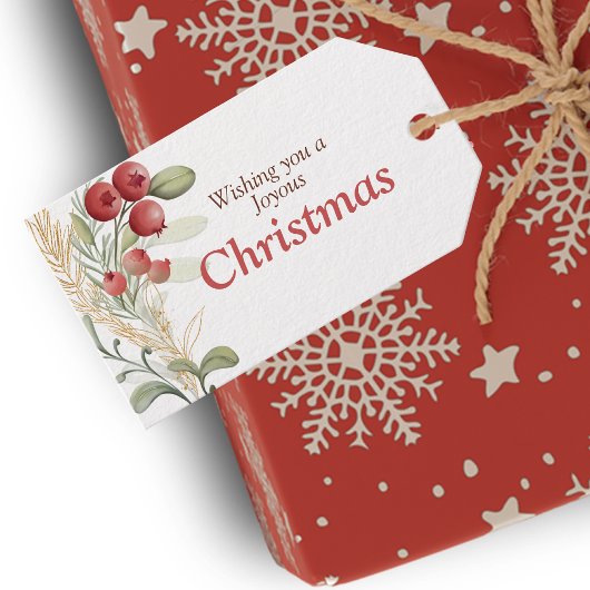 Rote Berries und Grüne Elegante Weihnachten Geschenkanhänger