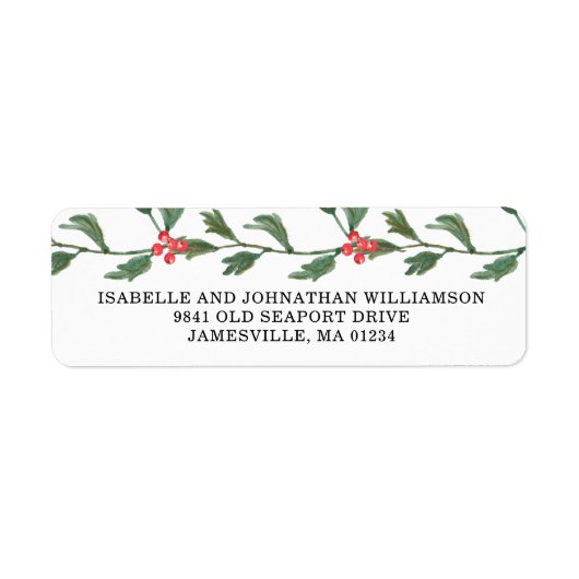 Rote Berries und grüne Rücksendeadressen-Aufkleber (Vorne)