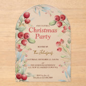 Rote Berries und Pine Holiday Acryleinladungen (Vorderseite)