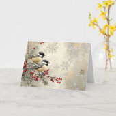 Rote Berries und Schneeflocken mit Chickadee Karte (Gelbe Blume)