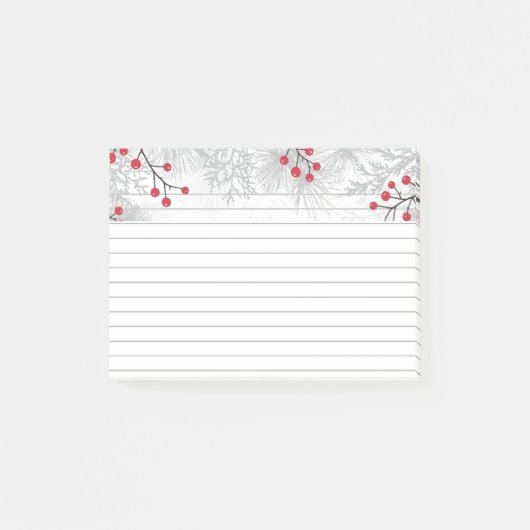 Rote Berries und Silbertanne Post-It® Notes, 4" x  Post-it Klebezettel (Vorderseite)