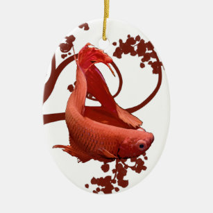 Rote Betta siamesische kämpfende Fische Keramik Ornament