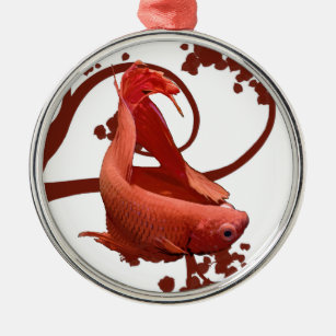 Rote Betta siamesische kämpfende Fische Ornament Aus Metall