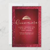Rote, bezaubernde Gold-Sequenzen kleiden tiara Qui Einladung (Rückseite)