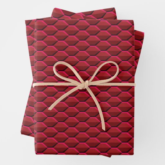 Rote Bienenstockmuster Geschenkpapier Set (Beispiel)