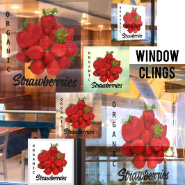 Rote Bio Erdbeeren Fotografisch Fensteraufkleber