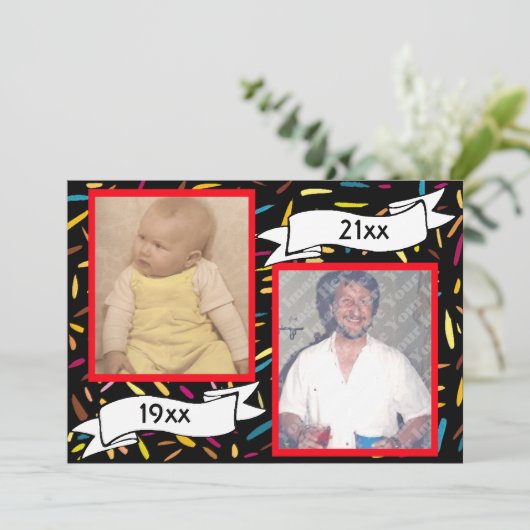 Rote Blase Letter 50 th Birthday Celebration Einladung (Stehend Vorderseite)