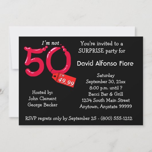 Rote Blase Letter 50 th Birthday Celebration Einladung (Rückseite)