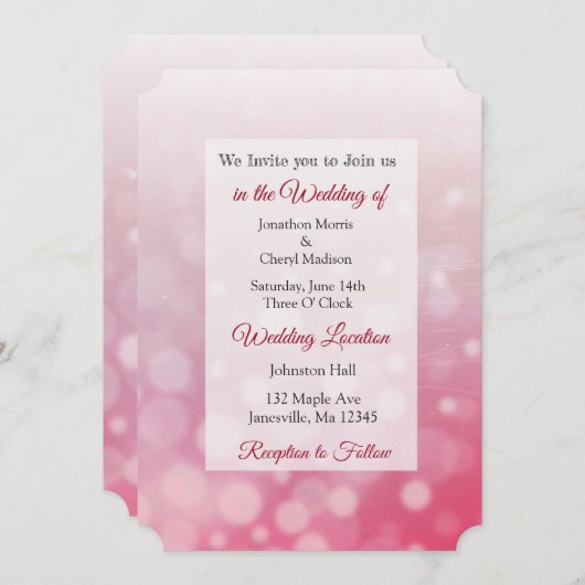 Rote Blasen für Hochzeiten Einladung (Vorne/Hinten)