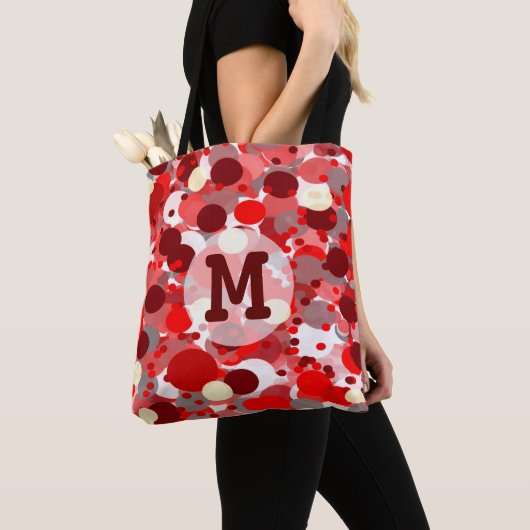 Rote Blasen Muster mit Ihrem Monogramm Tasche (Von Nahem)