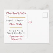 Rote Blasen verblasst glühende Hochzeitstiche RSVP Einladungspostkarte (Rückseite)