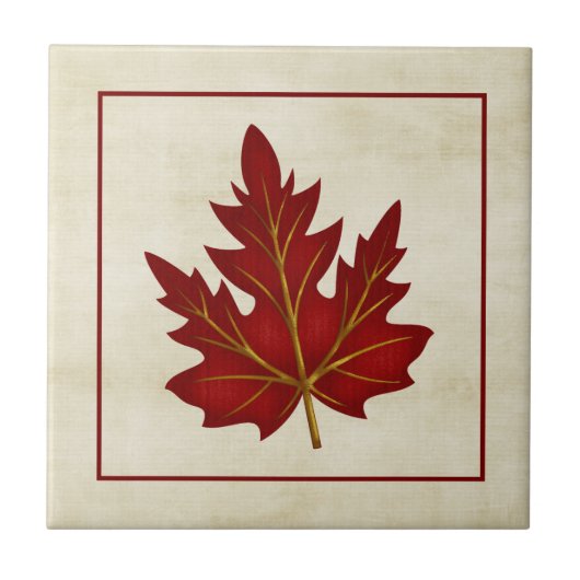 Rote Blatt-Herbstsaison-themenorientierte Fliese (Vorderseite)