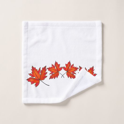 Rote Blätter, Ahorn-Blätter, Herbstfarben Badhandtuch Set (Waschlappen)