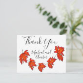 Rote Blätter, Ahorn-Blätter, Herbstfarben Dankeskarte (Stehend Vorderseite)