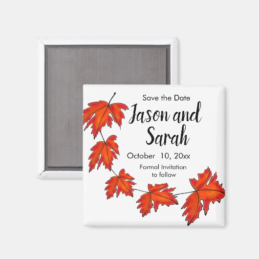 Rote Blätter, Ahorn-Blätter, Herbstfarben Magnet (Vorderseite/Rückseite)