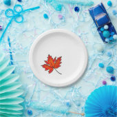 Rote Blätter, Ahorn-Blätter, Herbstfarben Pappteller (Party)