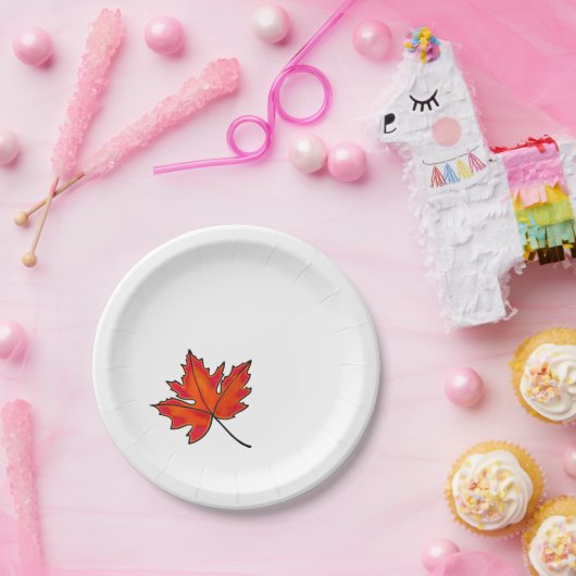 Rote Blätter, Ahorn-Blätter, Herbstfarben Pappteller (Party)