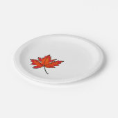 Rote Blätter, Ahorn-Blätter, Herbstfarben Pappteller (Schrägansicht)