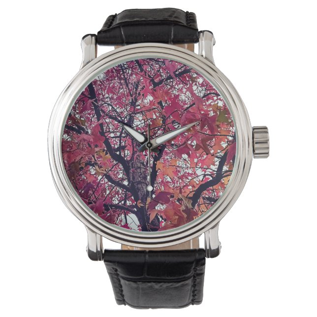 Rote Blätter Armbanduhr (Vorderseite)