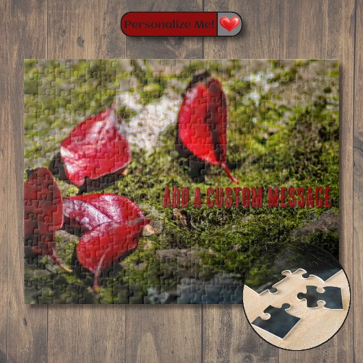Rote Blätter auf einem Felsen Puzzle
