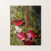 Rote Blätter auf einem Felsen Puzzle (Vertikal)