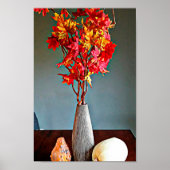 Rote Blätter Baumzweig Gourds noch Leben abstrakt Poster (Vorne)