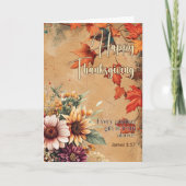 Rote Blätter Blume James 1:17 Glückwunsch Thanksgi Karte (Vorderseite)