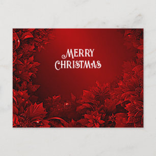 Rote Blätter Blumenurlaub Weihnachten Postkarte