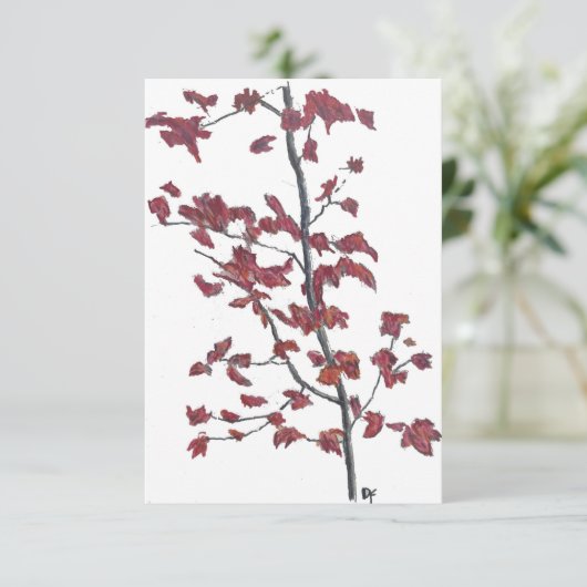 Rote Blätter Flat Danke Karte (Stehend Vorderseite)