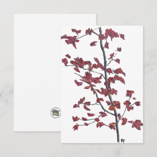 Rote Blätter Flat Danke Karte (Vorne/Hinten)