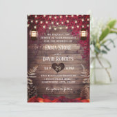 Rote Blätter Herbst Hochzeit im Herbst rustikale L Einladung (Stehend Vorderseite)