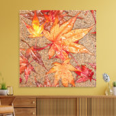 Rote Blätter im Regen Leinwanddruck (Insitu (Wohnzimmer))