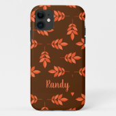 Rote Blätter individuelle Name braun Case-Mate iPhone Hülle (Rückseite)