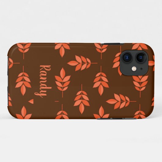 Rote Blätter individuelle Name braun Case-Mate iPhone Hülle (Rückseite (Horizontal))