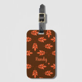 Rote Blätter individuelle Name braun Gepäckanhänger (Vorderseite Vertikal)