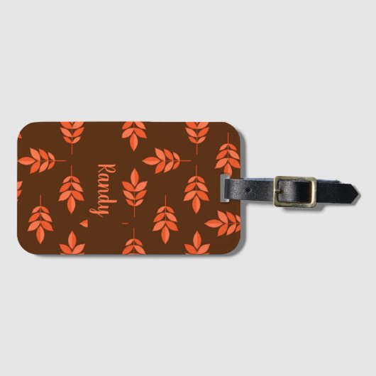 Rote Blätter individuelle Name braun Gepäckanhänger (Vorderseite (Horizontal))