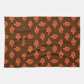 Rote Blätter individuelle Name braun Geschirrtuch (Horizontal)