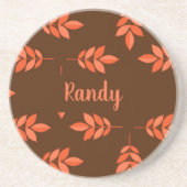 Rote Blätter individuelle Name braun Getränkeuntersetzer (Vorne)
