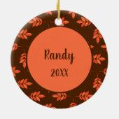 Rote Blätter individuelle Name braun Keramik Ornament (Hinten)