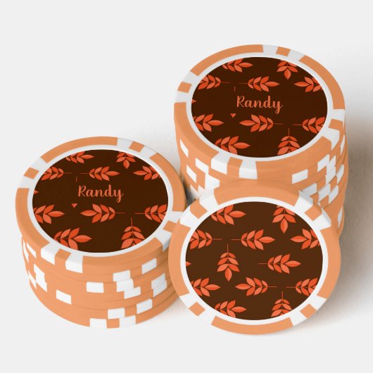 Rote Blätter individuelle Name braun Pokerchips (Stapel)