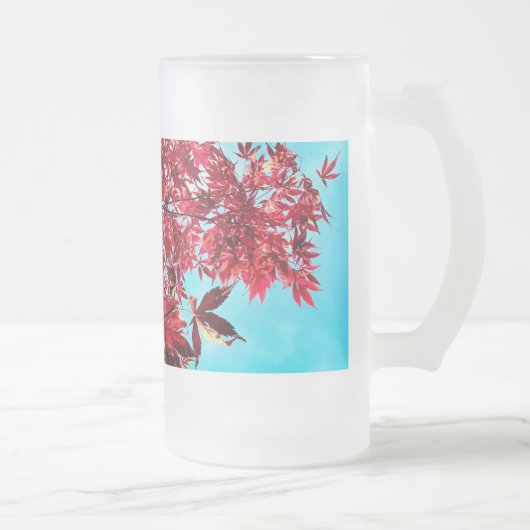 Rote Blätter Mattglas Bierglas (Rechts)