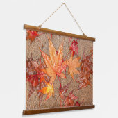 Rote Blätter mit Raindrops Wandteppich Mit Holzrahmen (Gewinkelt)