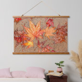 Rote Blätter mit Raindrops Wandteppich Mit Holzrahmen (Schlafzimmer)